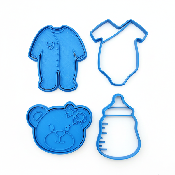 Baby Essentials Cookie Cutter &amp; Stamp Set - 4 Piece Medium Baking Set