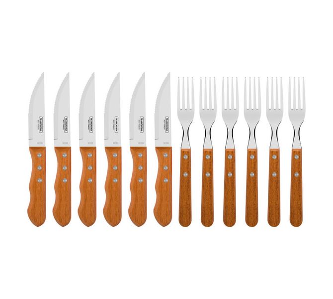 12 Piece Tableware Cutlery Set Silver and Brown 24 x 220 x 315 mm