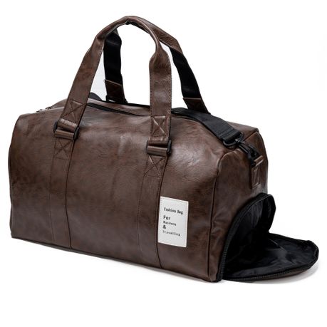 Large Sports Gym Bag Duffel Bag with Shoe Compartment - Brown