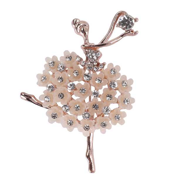 Ballet Angel Girl Cubic Rhinestone Decoration Brooch Pin for Sweater Coat
