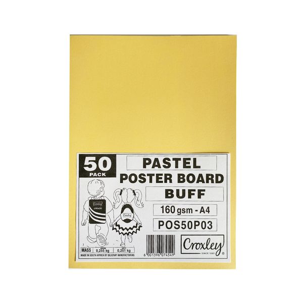CROXLEY Pastel Poster Boards 160gsm A4 Pack 50's Buff