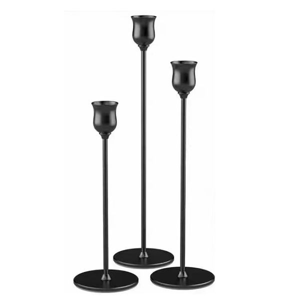 Rose Black Candlestick Holders, Set of 3 Modern Candle Holder