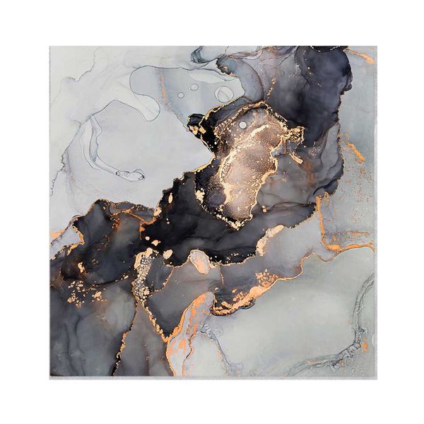Gold, Grey Cotton Canvas cm Abstract Wall Art