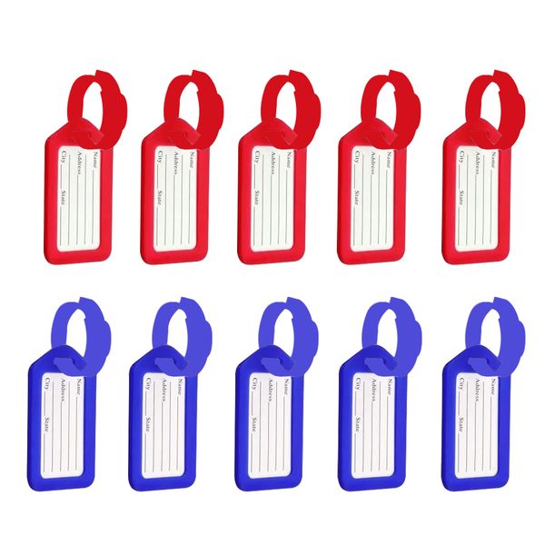 Set of 10 - Suitcase Luggage Tag Luggage Labels with Name ID Card