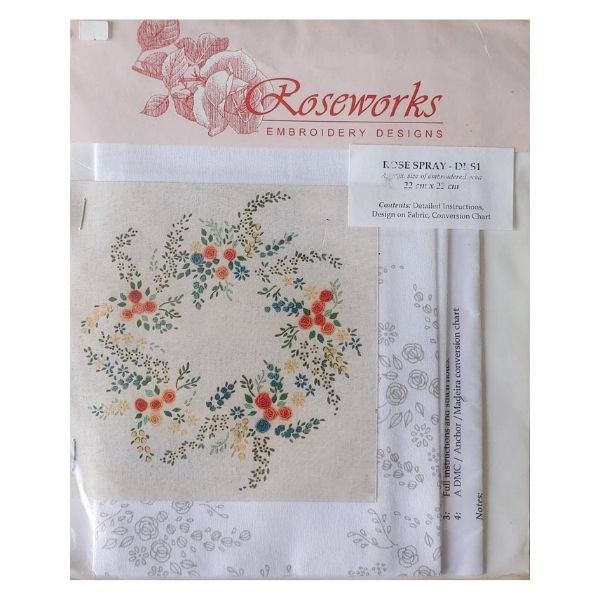 Embroidery Kit - Rose Spray - 22cm x 22cm