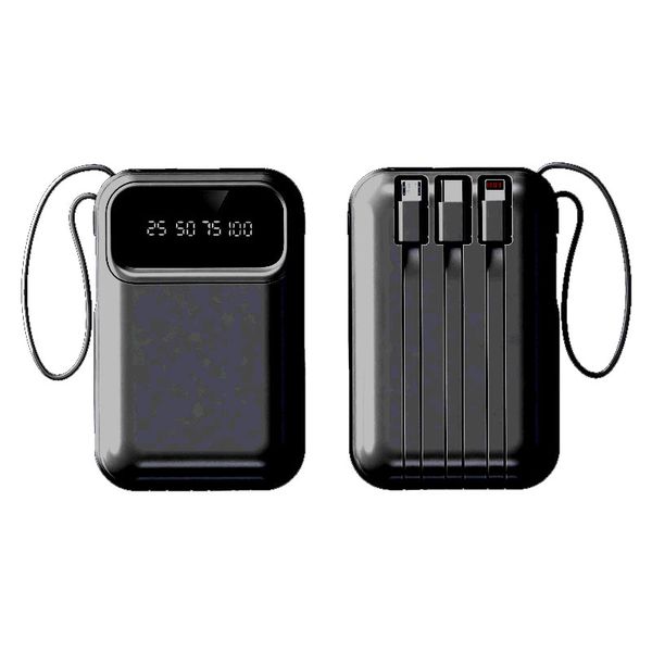 A102 10000mAh Portable Power Bank with Built-in Charging Cable