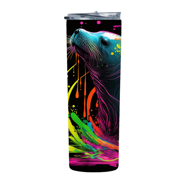 Painted Neon Seal 20 Oz Straight Skinny Tumbler 004