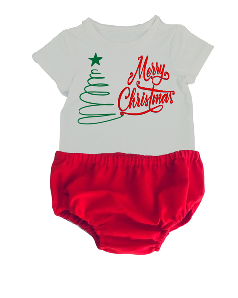 Christmas Outfit-Red Nappy Cover-Tree