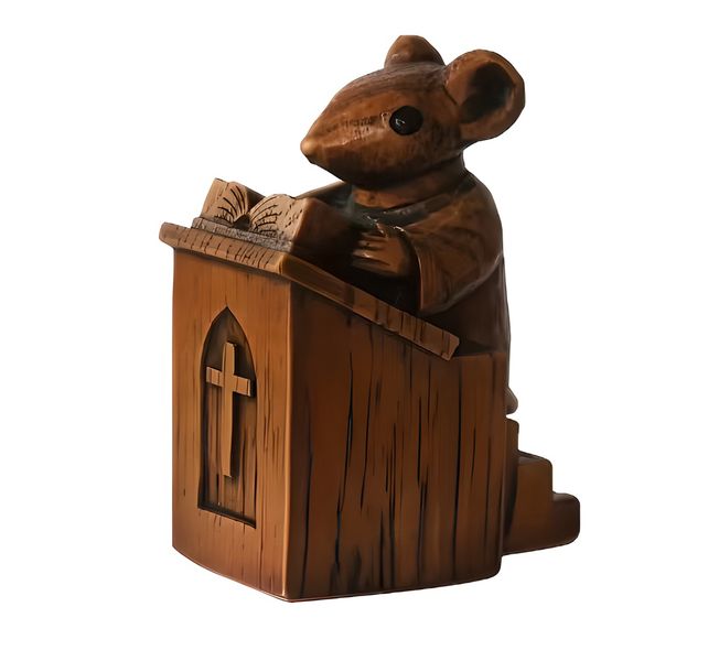 Resin Church Mouse Lectern Statue Desk Decor &amp; Collectible for Home Office