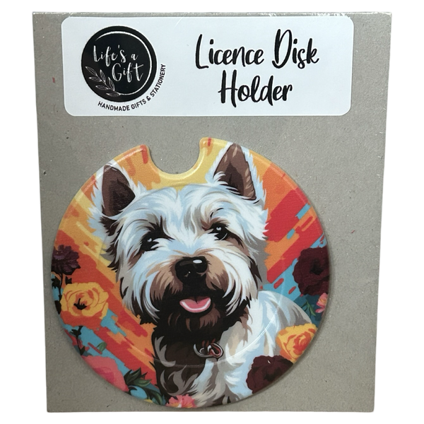 Licence Disk Holder - Cute Tongue-out West Hightland Terrier