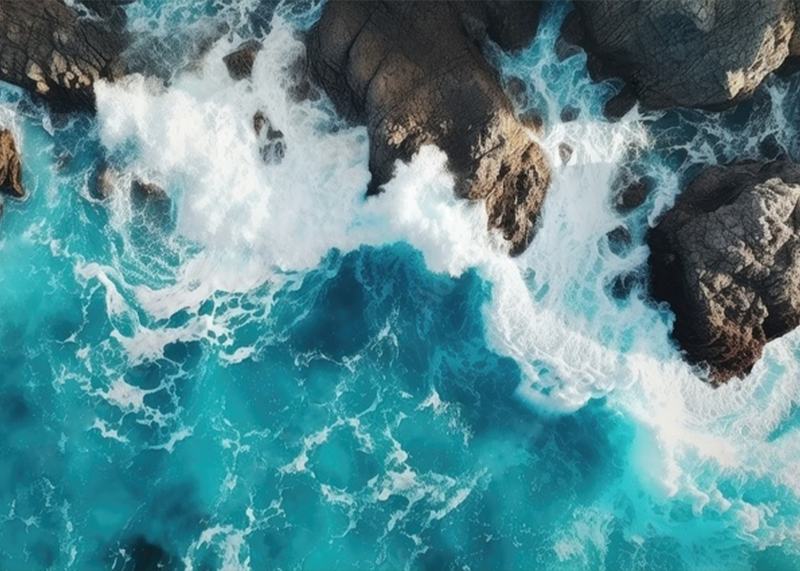 Wall Art Canvas - Aerial View of the Ocean and Rocky Shore