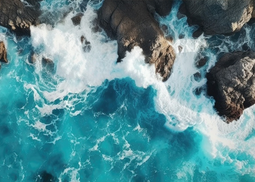 aerial view of ocean painting