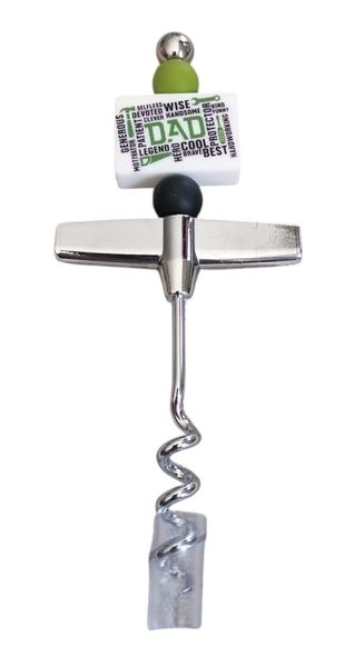 Father's Day Gift Corkscrew - Block With Tool Designs, and Dad Quote