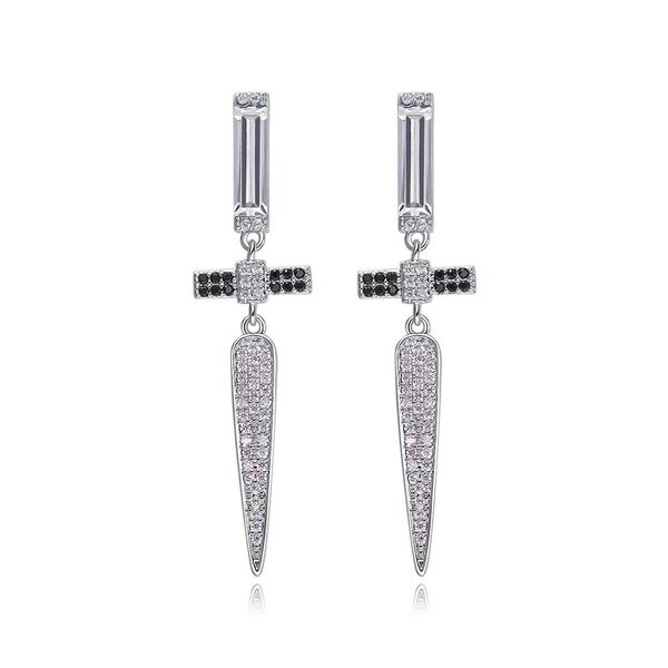 Crystalli Silver Cross Earrings
