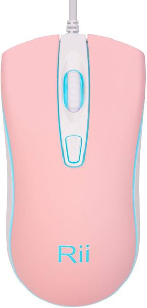 RII Wired Mouse with Colorful RGB Backlight - Pink