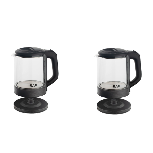 2 Pack-RAF transparent glass 1.8L electric kettle