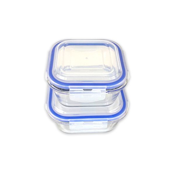 Educat Glass Dishes Square Two Pack - Blue