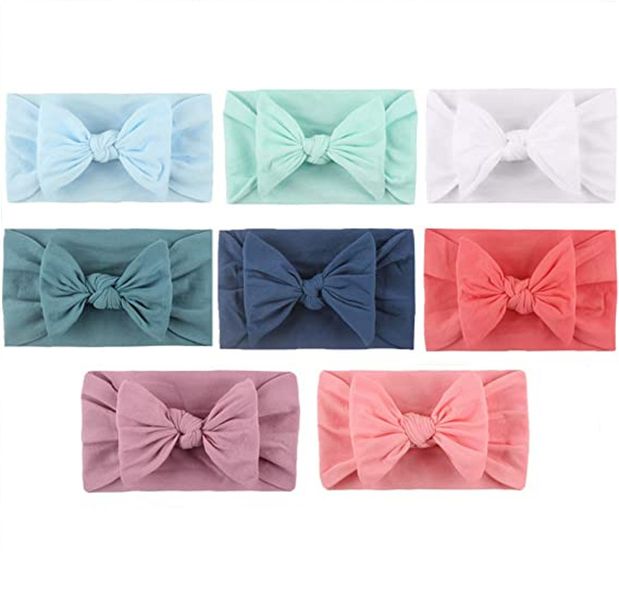 8-Piece Baby Girls Headband Stretchy Nylon Soft Headband with Bowknot