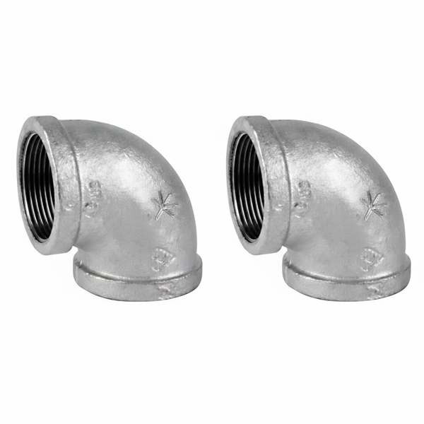 K-Brand 65mm Galvanized Female/Female Elbow Fitting - 2 Pack