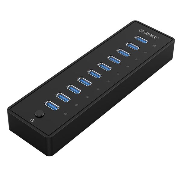Orico 10 Port High speed USB 3.0 Hub with power supply - Black