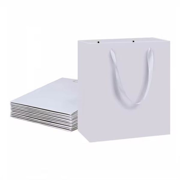 Premium Paper Gift Bags (12 Pack) -S(18x9.5x23cm) - Grey