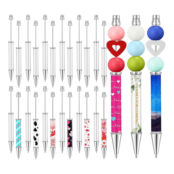 24pcs Sublimation Beaded Ballpoint Pens Metallic Black Ink Pens