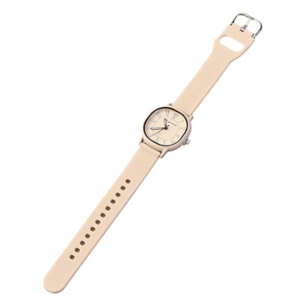 Silicone Womens' Analogue Watch With Square Watch Face - Peach