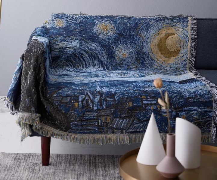 Van Gogh Starry Night Tapestry Decoration Sofa Knitted Blanket Cover