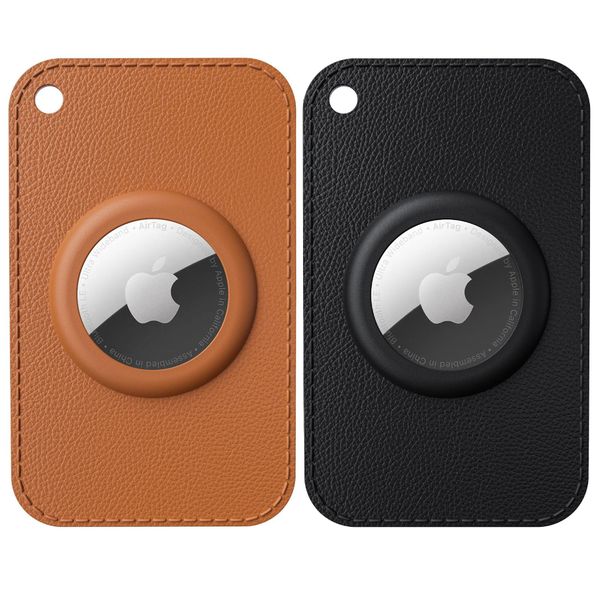 2 PCS Airtag Card Holder, Slim Leather Case , Anti - Lost Tracker Cover