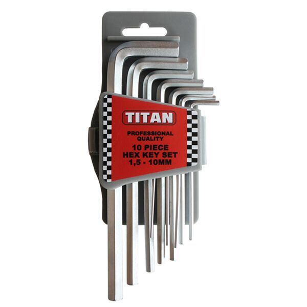 Titan 10 Piec Ball Hex Key Set Plastic Hanger