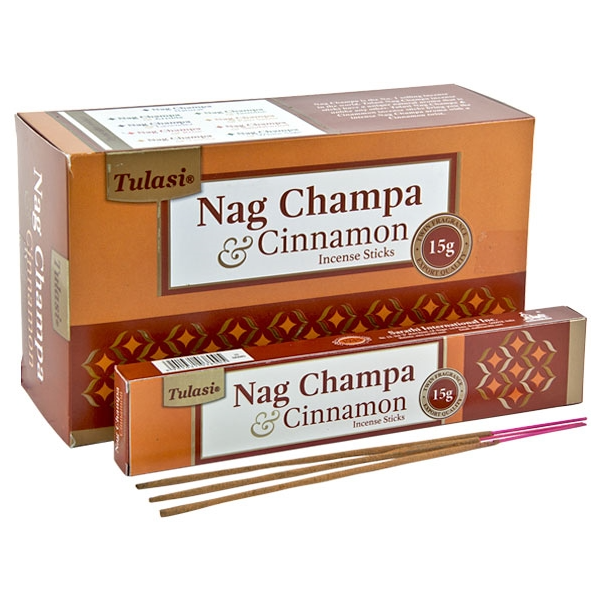 Tulasi Nag Champa &amp; Cinnamon Incense Sticks - 12 Pack