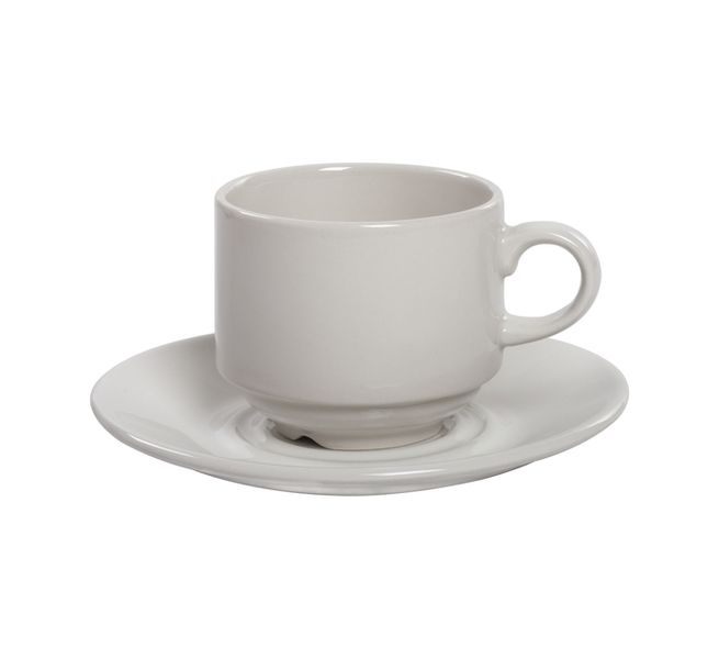 Cup &amp; Saucer 200ml 12pc Set Stacking Porcelain Blanco - Continental China