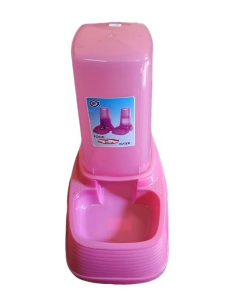 Dog Food Or Water Feeder 0.6L + Lid (Pink) x 2