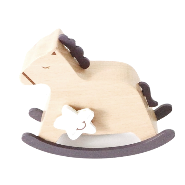 Over The Rainbow Wooden Rocking Horse Wind Up Music Box