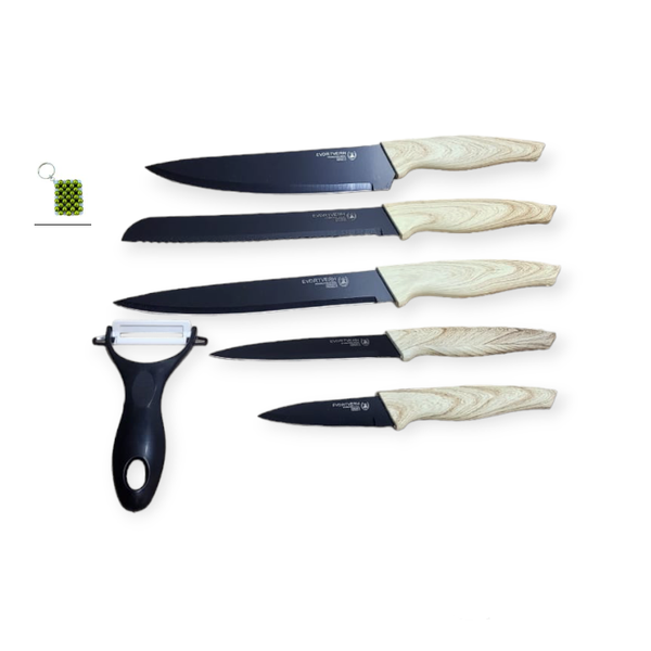Wooden Kitchen Knife Set 6 Pieces and Key Holder
