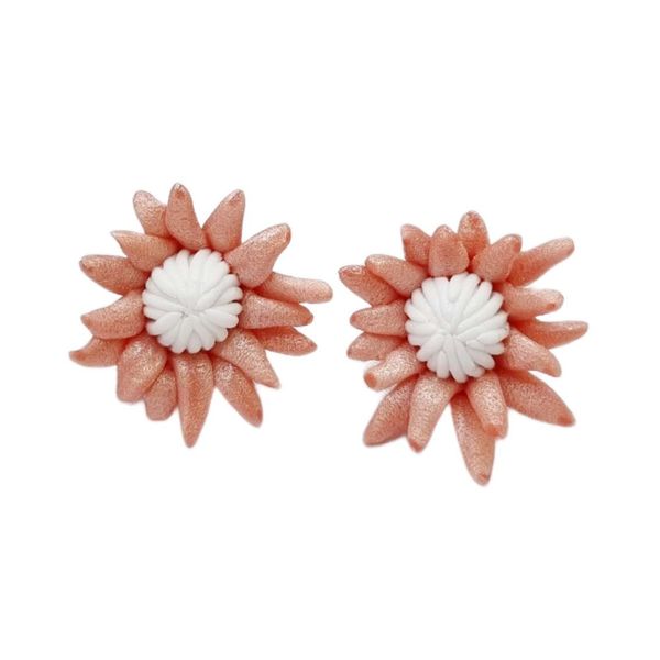 Earrings Blommie's Polymer Clay Protea Pink