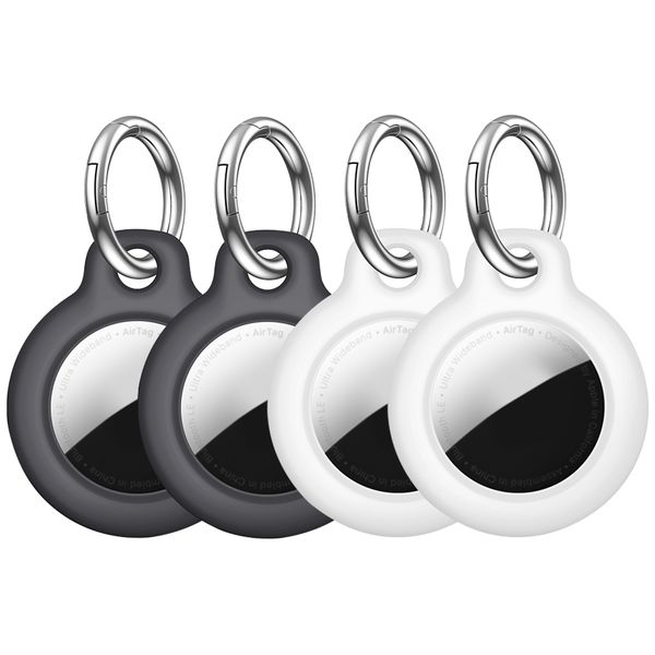 4 Pack - Apple AirTag Holder - Hard PC Full Body Protective Case - Keychain