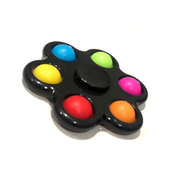 Pop it Fidget Spinner - Sensory Pop It Toy - Large 6 Pop -Black