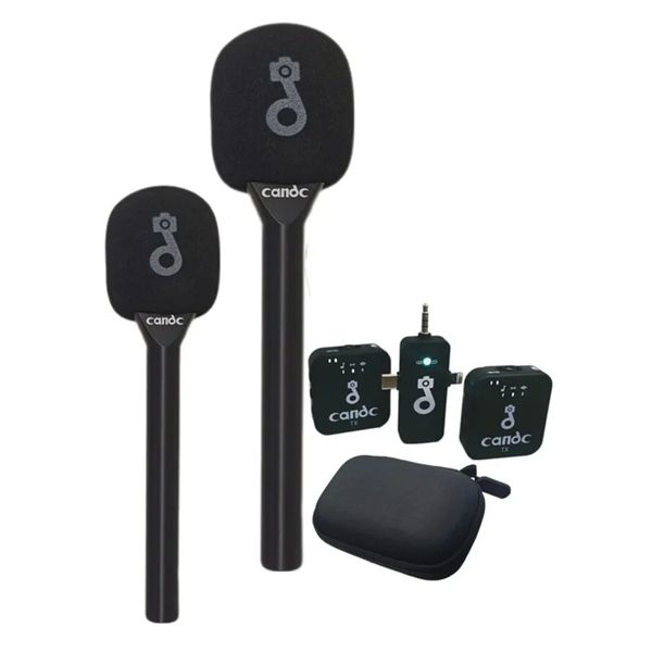 Wireless Handheld and Lavalier Microphone Interview Dual Mic (2TX+1RX )50M