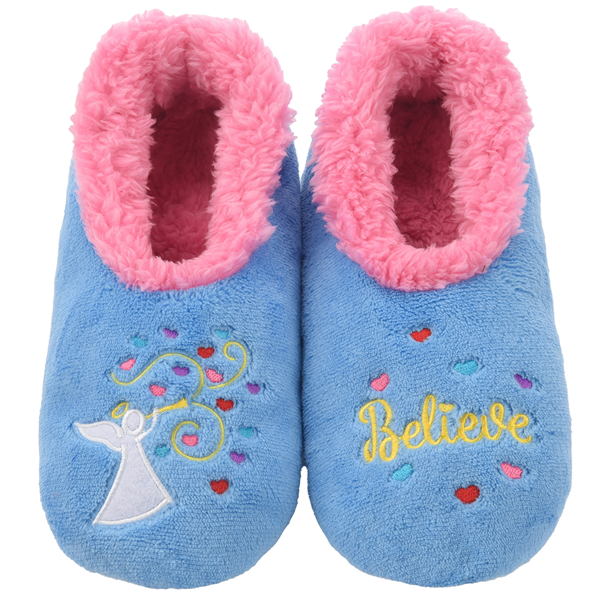 Snoozies Womens Fleece Slippers - Believe - Soft &amp; Warm Foot Coverings