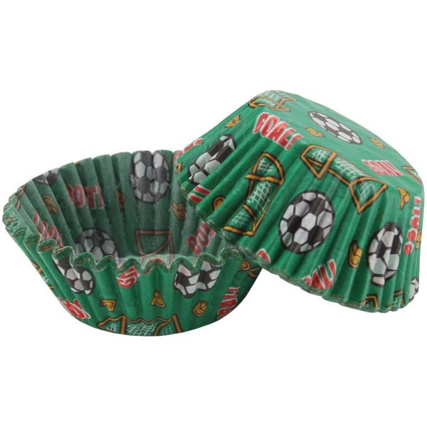 Wilton 50 Pack Standard Soccer Football Cup Cake Baking Party Decor Cases