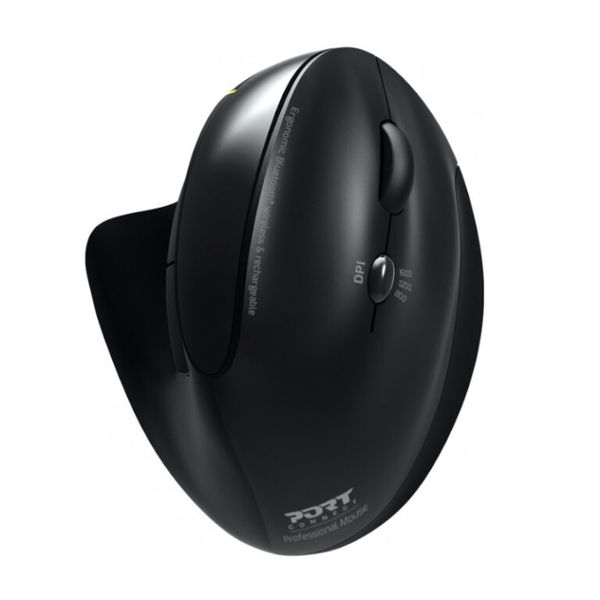 Port Connect Wireless Rechargeable Ergonomic Mouse - Bluetooth Black
