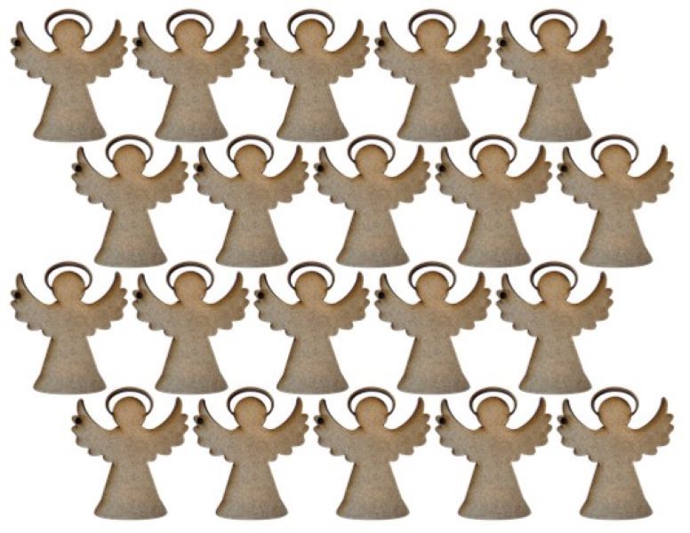 MDF Angel with Halo Keyring Blanks 7cm with 3mm Hole (3mm Blonde MDF)