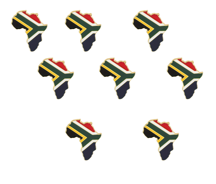 Africa Shaped Lapel Pin with South African Flag - 8 Pack