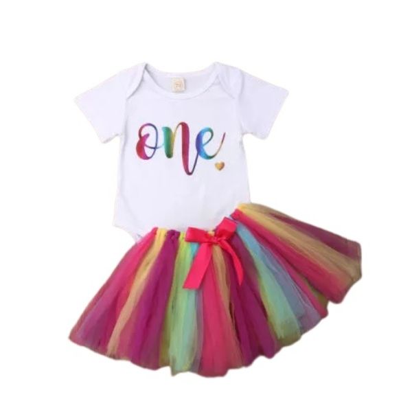 2 Piece 1st Birthday Rainbow Set