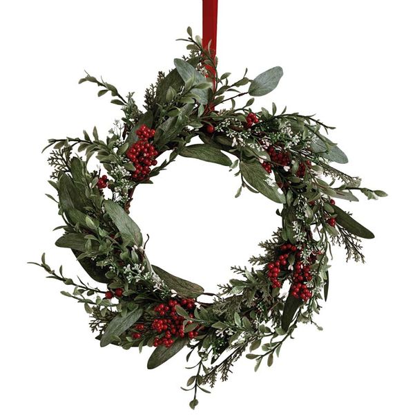 Rustic Red - Foliage and Berries Christmas Door Wreath