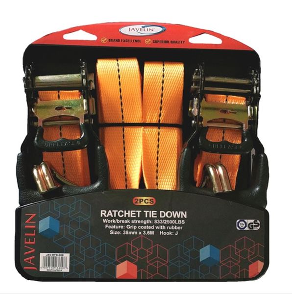 Javelin Rachet Tie Down 38mm X 3.6m 2 Pieces