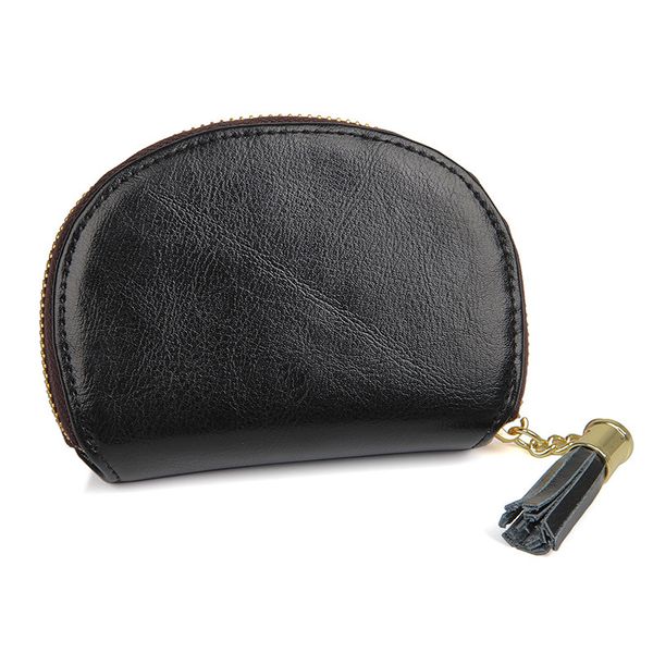 Women's Genuine Leather Shell Bag Plain Zipper RFID Coin and Card Holder