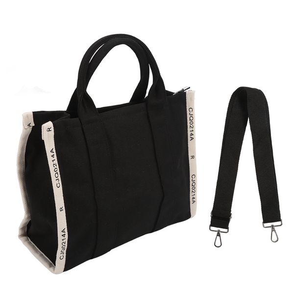 Women's Canvas Handbag Vintage Letter Print with Strap