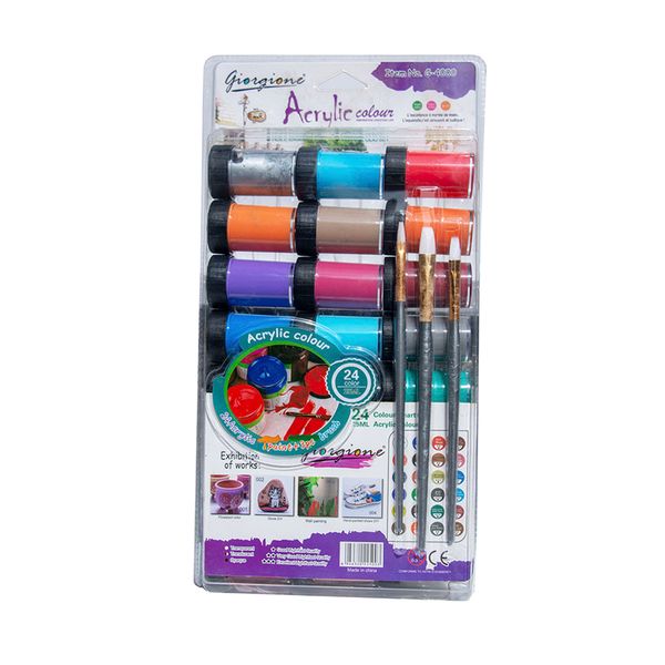 Giorgione Acrylic Paint and Brush Set of 24 Colours